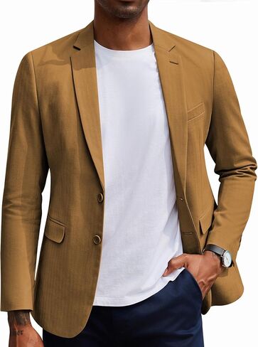COOFANDY Men's Casual Blazer Slim Fit Herringbone Sport Coats Two Buttons Heavyweight Cotton Suit Jacket in Saudi Arabia