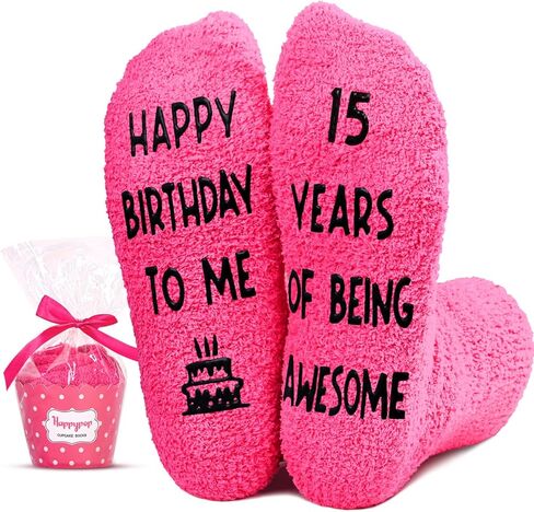 HAPPYPOP 15th Birthday Gift Ideas - Socks for Teens Age 15, Gifts for 15 Year Old Boys Girls in Saudi Arabia