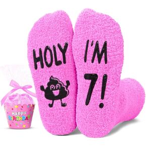 HAPPYPOP Birthday Gifts for Girls - Fuzzy Socks for Kids Age 6-12, Birthday Gift Ideas for Girls 6-12 Years Old