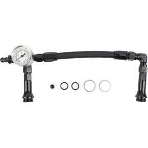 Dasbecan 6AN Dual Feed Carb Braided Nylon Fuel Line Double Pump With Pressure Gauge For 4150 Based Carburetor Black
