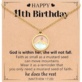 Happy 11th 13th 14th 16th Birthday Gifts Gold Moving Mountains Mustard Seed Necklace for Women Girls in Kuwait