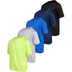 iXtreme Boys Athletic Shirts - 5 Pack Short Sleeve Performance Moisture-Wicking Dry Fit Workout Shirts for Boys (Sizes: 6-18)