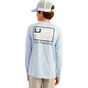 HUK Kids Pursuit Pattern Long Sleeve Shirt, Fishing Shirt for Kids