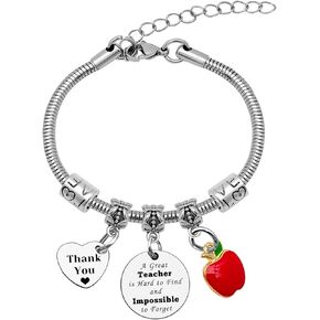 Mwphuy Teacher Bracelet Gift for Teacher Appreciation Gifts for Women Teacher Bracelet Bangle Gift Best Teacher Gifts Thank You Gifts Teachers' Day Gift Birthday Retirement Gift for Teacher