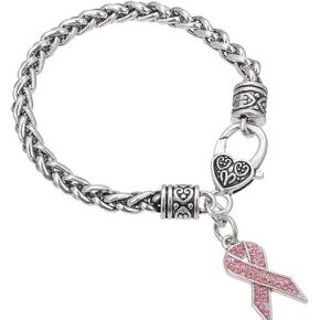 Infinity Collection Breast Cancer Awareness Bracelet, Pink Ribbon Rhinestone Jewelry for Women, Breast Cancer Awareness Gift