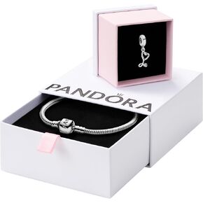 PANDORA Jewelry Bundle with Gift Box - Sterling Silver Stethoscope Dangle Charm with Cubic Zirconia & Moments Sterling Silver Snake Chain Charm Bracelet with Barrel Clasp, 7.1" - Gift for Women