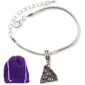 Pizza Bracelet - Stainless Steel Snake Chain with Metal Alloy Charm for Party Favor, Pizza Party Decorations - Elegant and Durable Jewelry for Special Occasions