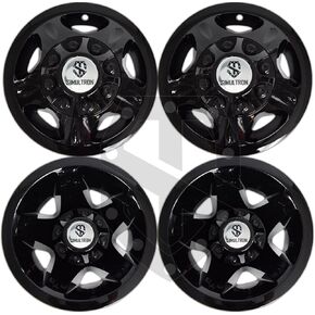 17BLK-G08-3500-BO 17 "محاكاة عجلات ABS Black Black لامع لعام 2008-2010 GMC/CHEVROLET 3500HD (مجموعة محاكاة كاملة مع شعارات الفضة)