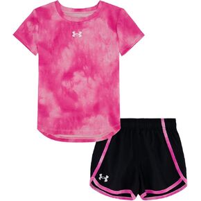 Under Armor Girls Girls Shirt Shirt Shirt and Shorts Set ، امتداد متين ووزن خفيف