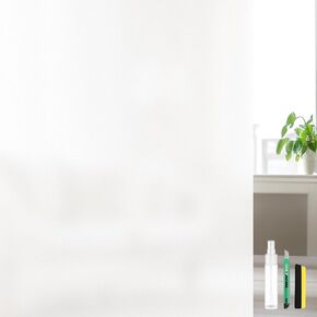 Window Privacy Film, Frosted Glass Static Cling Non-Adhesive Window Cover For Bathroom UV Sunlight Blocking Heat Control For Home Decorative Frosting Pure Matte White Size 17.5 x 78.74 Inches