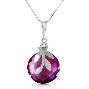 Galaxy Gold GG 5.32 ct 14k Solid White Rose Yellow Gold Necklace Checkerboard Cut Purple Amethyst Diamond 3211