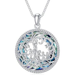 TOUPOP Gifts for Mom, Mothers and Daughter/Son Necklace, 925 Sterling Silver Tree of Life Pendant Family Crystal Jewelry Birthday Christmas Gifts for Women Mother Grandma Wife