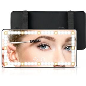 Singaro Car Sun Visor Vanity Mirror - مرآة مكياج قابلة لإعادة الشحن مع 60 مصابيح LED ، 3 أوضاع ضوئية ومراقبة لمس قابلة لللمس للسيارات والشاحنات وسيارات الدفع الرباعي | إكسسوارات داخلية للسيارات للنساء (أسود)