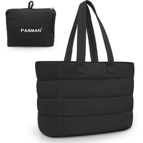 Tote Bag for Women, Lightweight Puffy Foldable Tote Bag With Zipper,Quilted Shoulder Bag for Travel,College,Work