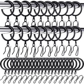 60 Pieces 1.65 Inch Metal Drapery Curtain Rings Curtain Hanging Rings and 60 Pieces Metal Curtain Drapery Pin Hooks for Window Door Shower Curtain (Champagne Gold)