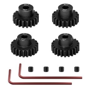 OGRC 4PCS Mod 1 Pinion Gear Hardened Steel 5mm Motor Shaft Gear Set 19T 20T 21T 22T M1 Pitch Gears for 1/8 1/10 RC Car