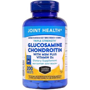Berkley Jensen Glucosamine Chondroitin – Triple Strength Glucosamine Chondroitin Complex with MSM and D3 – Joint Supplement Tablets for Joint Support and Cartilages, NSF Certified, 200 Ct. (Pack of 1)
