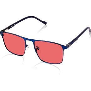 FL-41 Pink Lens Glasses, Lightweight Navy Blue Metal Frame Blue Light Blocking for Computer & Indoor Use, Anti-Glare Eye Strain Protection for Men/Women