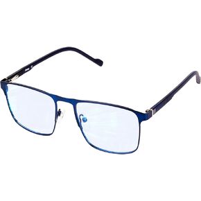 Metal 99% Blue Light Blocking Glasses - Anti Eyestrain Computer Eyewear with Clear Lens, UV Protection, Formal Frame for Men (Navy)
