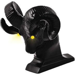 GG Grand General 48047 Matte Black Powder Coated Ram's Head Hood Ornament with Amber LED Eyes