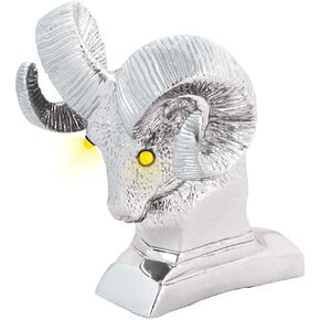 GG Grand General 48046 Chrome Ram's Head Hood Ornament مع عيون Amber Lad