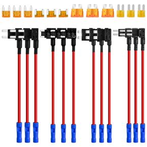 MuHize 4 Types 12V Add-a-Circuit Adapter and Fuse Kit - Fuse Tap Fuse Holder with MICRO2 Mini ATC ATS Low Profile Tap dapter for Cars Trucks Boats (12 Pack)