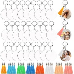 Sublimation Keychain Blanks Bulk 120 Pcs, Double Sided Sublimation Blanks keyrings with Tassels Heat Transfer Customized Keychains Blank MDF Key Chains as Personalized Gifts