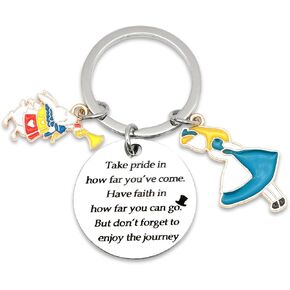 Alice Gifts Keychain Inspirational Gift for Women Men Wonderland Keepsake Rabbit Alice Pendant Friendship Cartoon Birthday Christmas Graduation Gifts for Him Her Stocking Stuffers