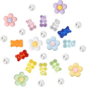27Pcs Flower Shoe Charms for Clog Sandals, Bear Charms Accessories for Girls, DIY Shoe Decoration Charms for Women, Party Favor