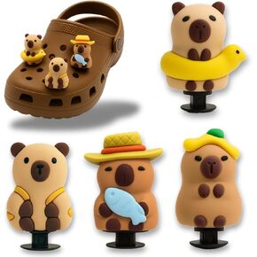 4PCS 3D Capybara Shoe Charms – Cute PVC Shoe Decorations for Clogs, Sneakers & Sandals – Fun Shoe Accessories for Kids, Boys & Girls