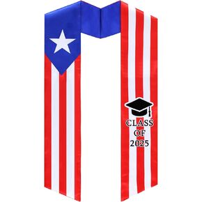Sasylvia Puerto Rican Graduation Stole Puerto Rico Flag Graduation Stole Sash Scarf Class of 2025 Countries Sash Honor for Study Aboard International Students