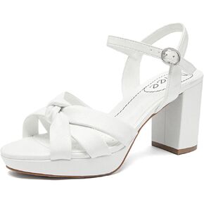 Women's Platform Chunky Heeled Sandals - Ankle Strap Open Toe Dressy Shoes Wedding Bridal Pump Heel Sandals for Women. in Saudi Arabia