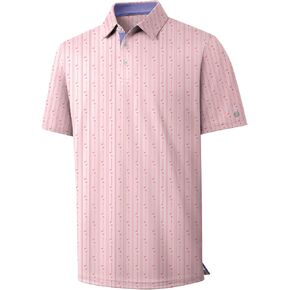 ZITY Men's Golf Polo Shirt Short Sleeve Performance Moisture Wicking Collared Print Shirt for Golf and Casual Wear