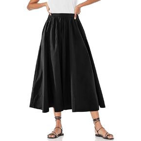 Yousify Women’s A-Line Midi Skirts Casual Elastic High Waist Flowy Swing Pleated Beach Boho Long Skirt with Pocket in Kuwait