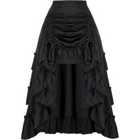 Scarlet Darkness Women's 2024 Summer Skirt Gothic Steampunk Skirt Victorian High-Low Bustle Skirt