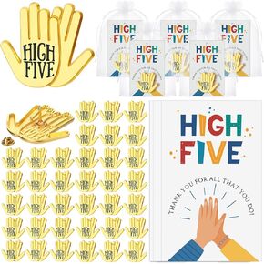 Yinkin Employee Appreciation Gifts Bulk High Five Hand Lapel Pin Thank You Card Motivational Pin for Employee of the Month Recognition Gifts for Social Worker Nurse Coworkers