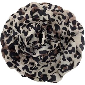 Dainty Fabric Leopard Rose Flower Large Brooch Lapel Pins Handmade Flower Brooches Pin Classic for Women Wedding Party Dance Banquet Dress Suit Clothes Accessories Jewelry Gifts 140mm