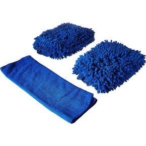 Premium XL Car Wash Mitt - 2-Pack - Free Polishing Cloth, High Density, Ultra-Soft Microfiber Wash Glove, Lint Free, Scratch Free - Use Wet or Dry,
