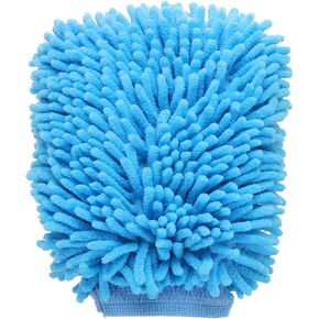 HARFINGTON Chenille Microfiber Car Wash Mitts 10" x 7.5" Scratch Free Wash Gloves Absorbent Double Sided Plush Cleaning Drying Mitts for Car Washing Home Clean Blue