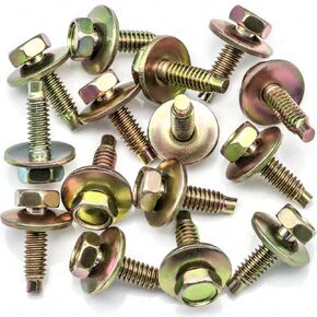 Rexka 10pcs Hex Head Sems Body Bolt 1/4"-20 X7/8" for Ford 57030-S36