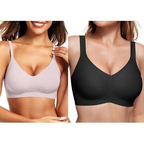 Vertvie Seamless Bra(Pink,S)+Support Bra(Black,S)