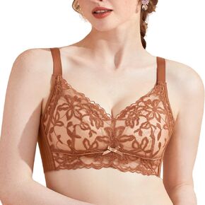 AILIVIN Luxury Embroidery Full Coverage Wireless Non Padded Women's Minimizer Bra 32-40(B-DD)