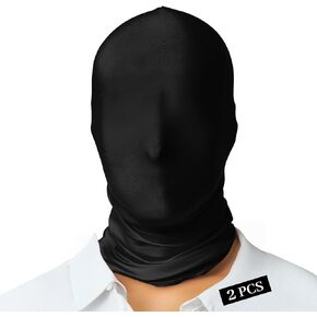 2 Piece Full Face Masks Halloween See Through Mask Adult Faceless Spandex Hood
