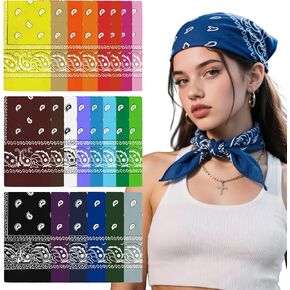 22PCS Bandanas for Women Men Multi-Purpose Paisley Cowboy Bandanas Pack Bulk Unisex Western Large Bandanna for Head Women Men Kids