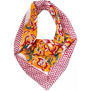 Bandana المطبوعة Handblock للنساء رأس التصميم التقليدي للنساء ، وشاح الرقبة متعدد الألوان 18x20 بوصة