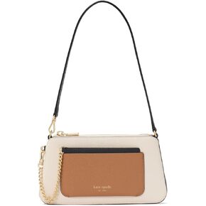 Kate Spade New York Ava Colorblocked Leather 2 in 1 Pochette ، Parchment Multi