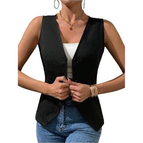 زر Verdusa Women’s Button Down V blazer Sets Old Money Mone