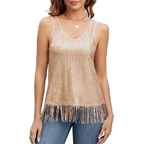 Zaful Women Women's Frasnable Camisole Top مع سترة شرابة الترتر الرقيقة