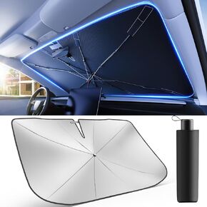 [2025 Upgrade] Weektic Windshield Sun Shade Umbrella for Car [Ultimate Cooling & Urethane Coated] Car Sun Shade Protect Interior from Sun Rays & Keep Cool, Small(53" L x 30" W)