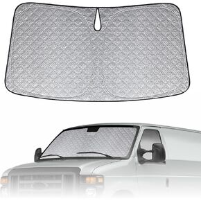 6 طبقات جانبية الجانب الأمامي ظلال الشمس متوافقة مع فورد Econoline/Ford E-Series E-150 E-250 E-350 E450 1992-2005 ، سيارة قابلة للطي شمسية مع كيس تخزين ، عاكس الحرارة وحماية الأشعة فوق البنفسجية